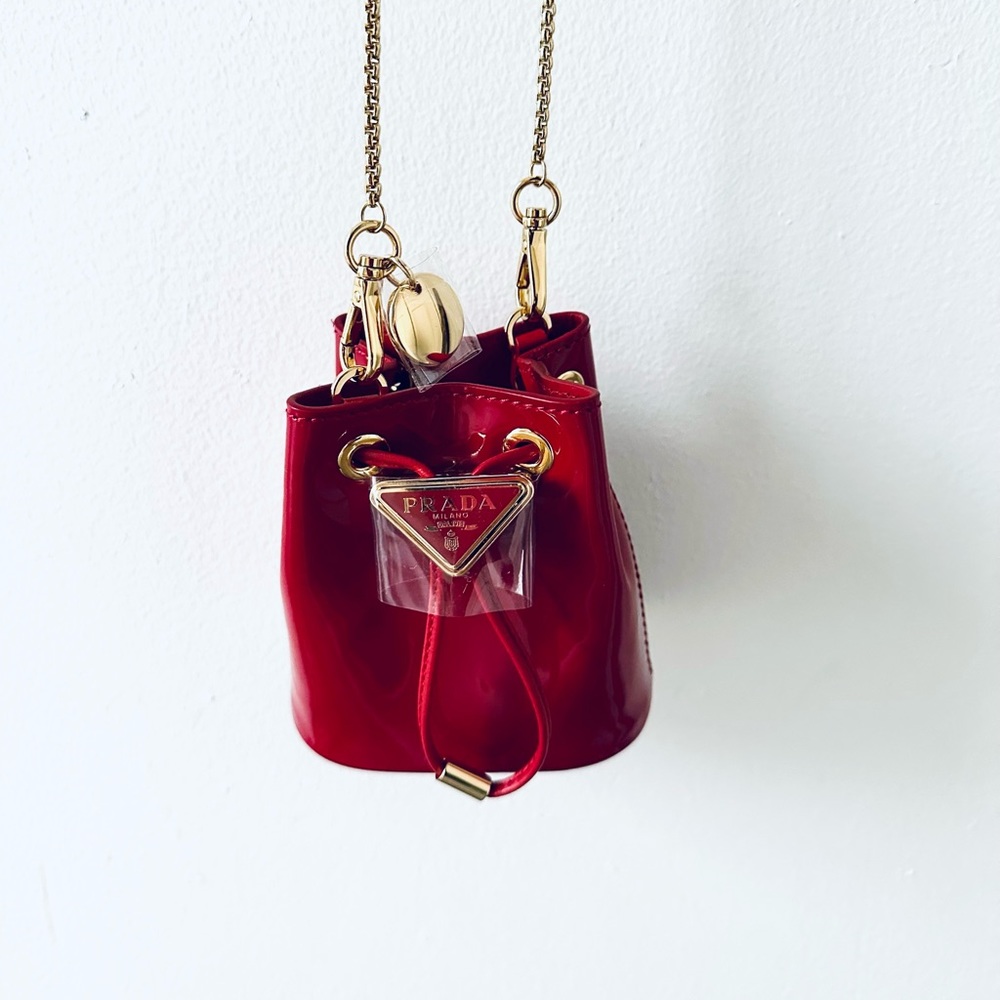 NWT Prada Patent Leather Mini-Pouch in Cherry Red